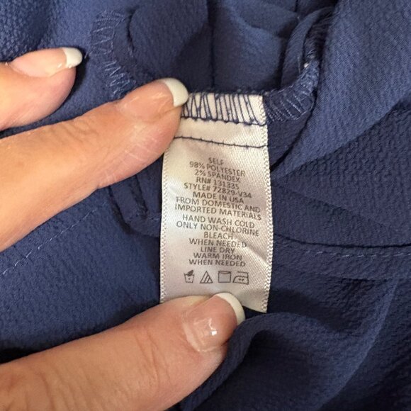 Brave V-Neck Long Bell Sleeve Top Womens Size Large Blue Pullover Boho Hippie - Picture 7 of 8